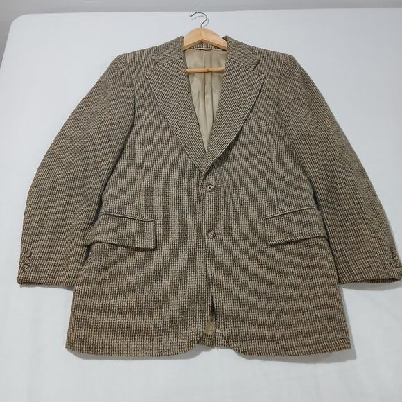 Harris Tweed Other - HARRIS TWEED Blazer Mens 38 Sport Coat Brown Jacket 2 Button Hand Woven Scotland